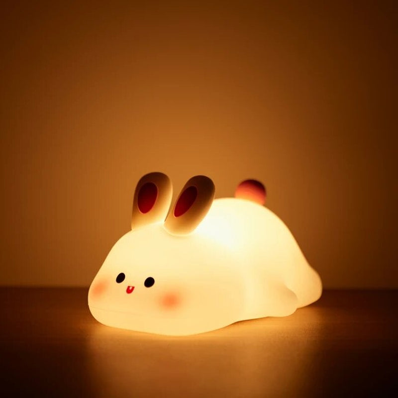 Silicone LED Night Light with USB Rechargeable Battery and Timer - Ideal Bedside Decor for Kids and Babies - Perfect Birthday Gift